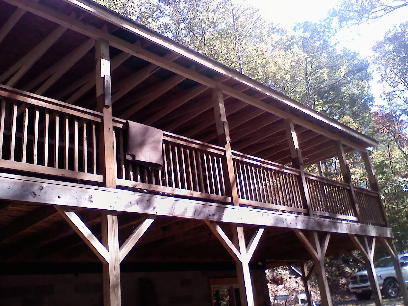 Timber framing under a new elevated porch and deck — Roof Leak Repair in Stewartsville by Roofing Brothers